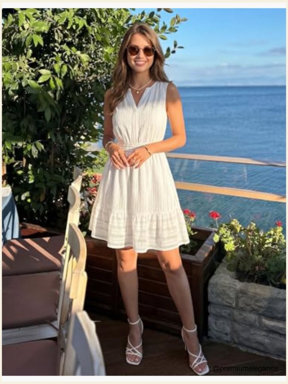 Sleeveless V-Neck Flowy A-Line Mini Sundress with Pockets - Picture 2 of 7